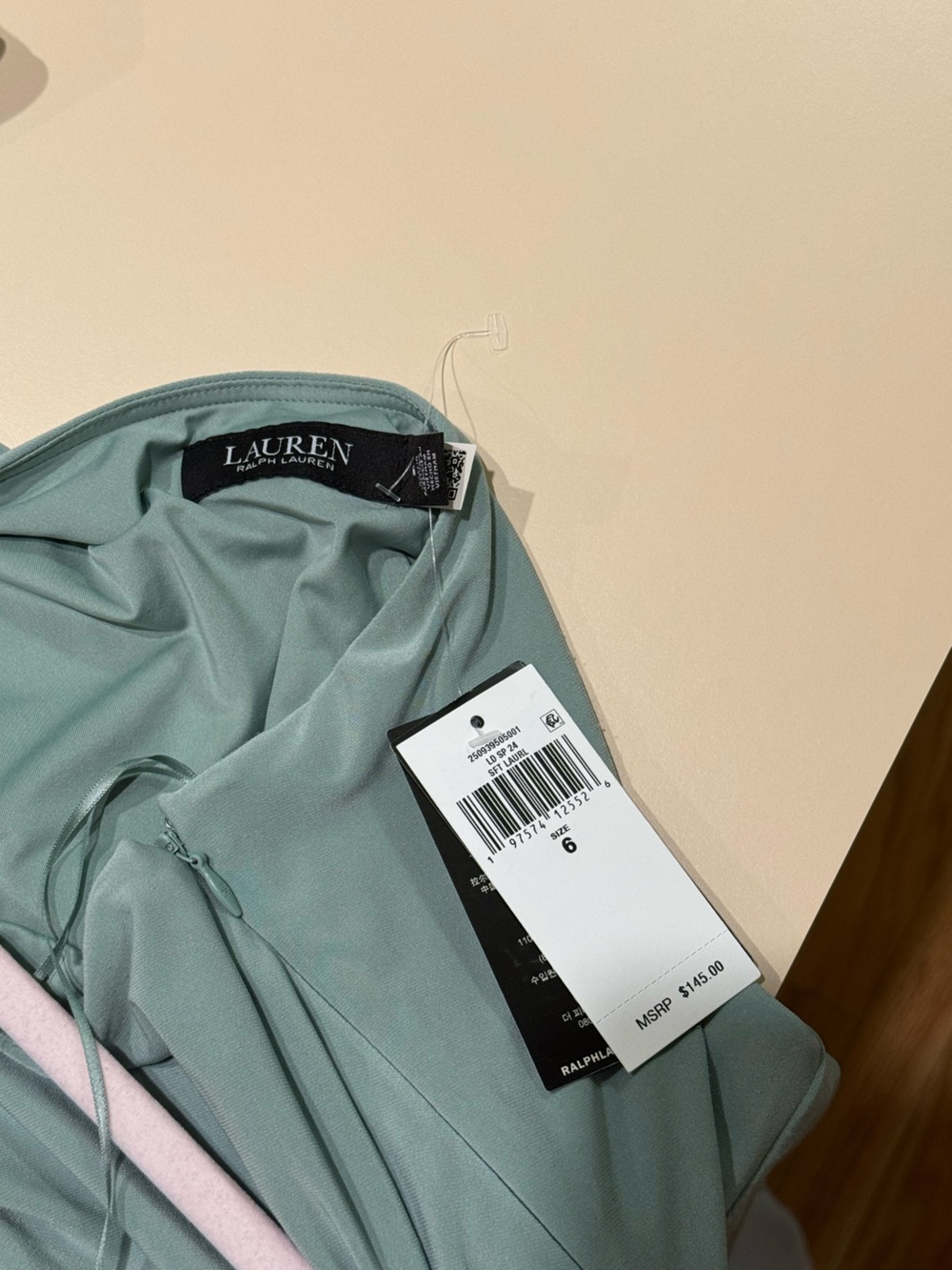 Ralph Lauren One-Shoulder Knot-Detail Midi Dress in Sage - Picture 5 of 6